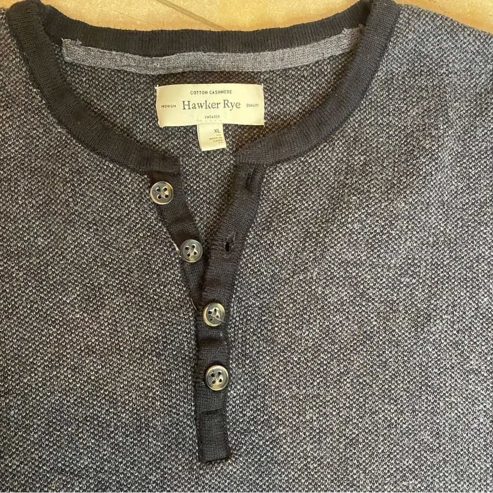 Hawker & Rye Stitxh Fix Cotton Cashmere Blend Sweater black Grey XL